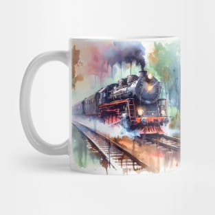 Fantasy illustration of a train barreling down the tracks Mug